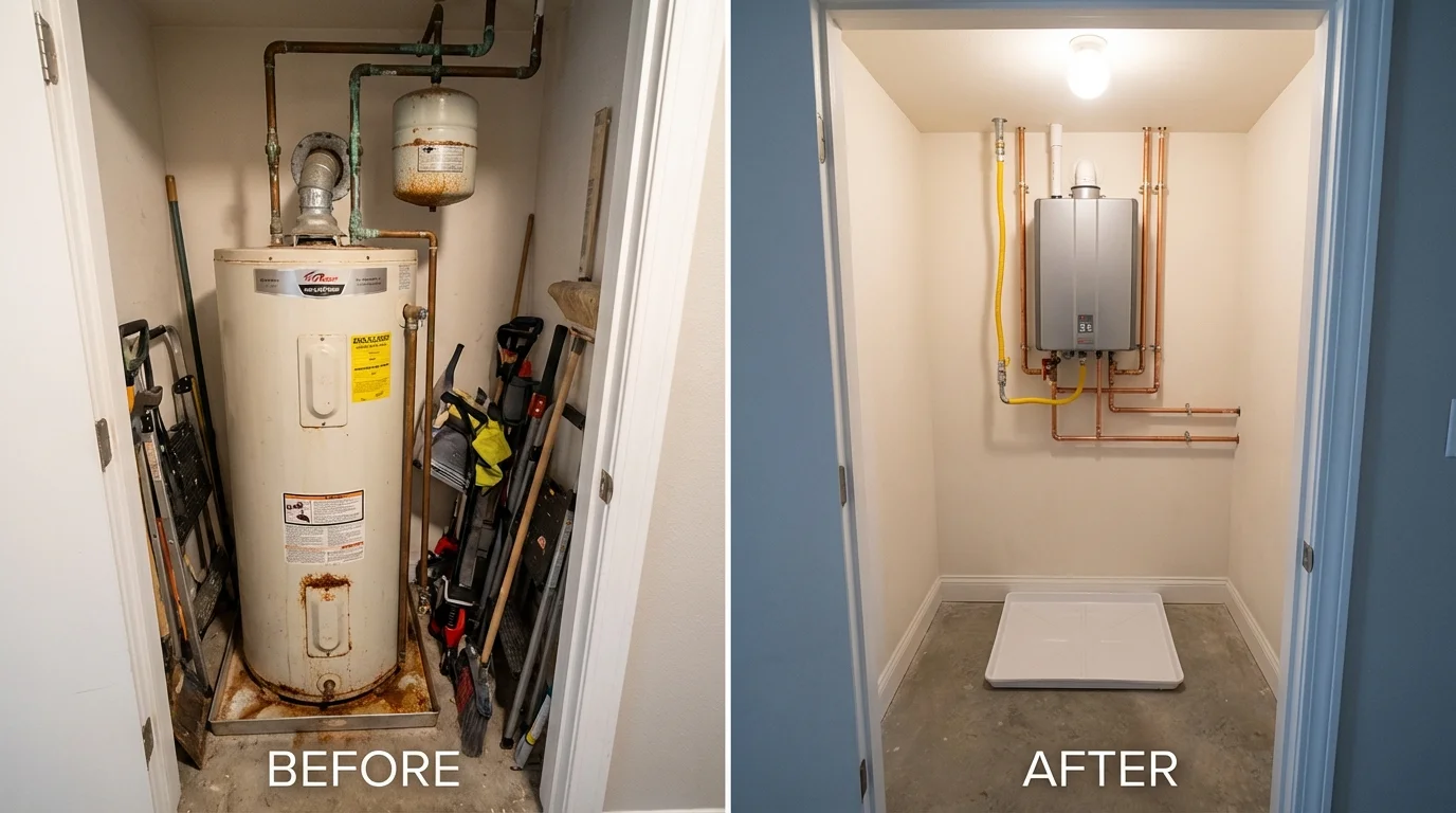 Tank water heater versus wall-mounted tankless unit comparison for Lenoir City, TN homeowners